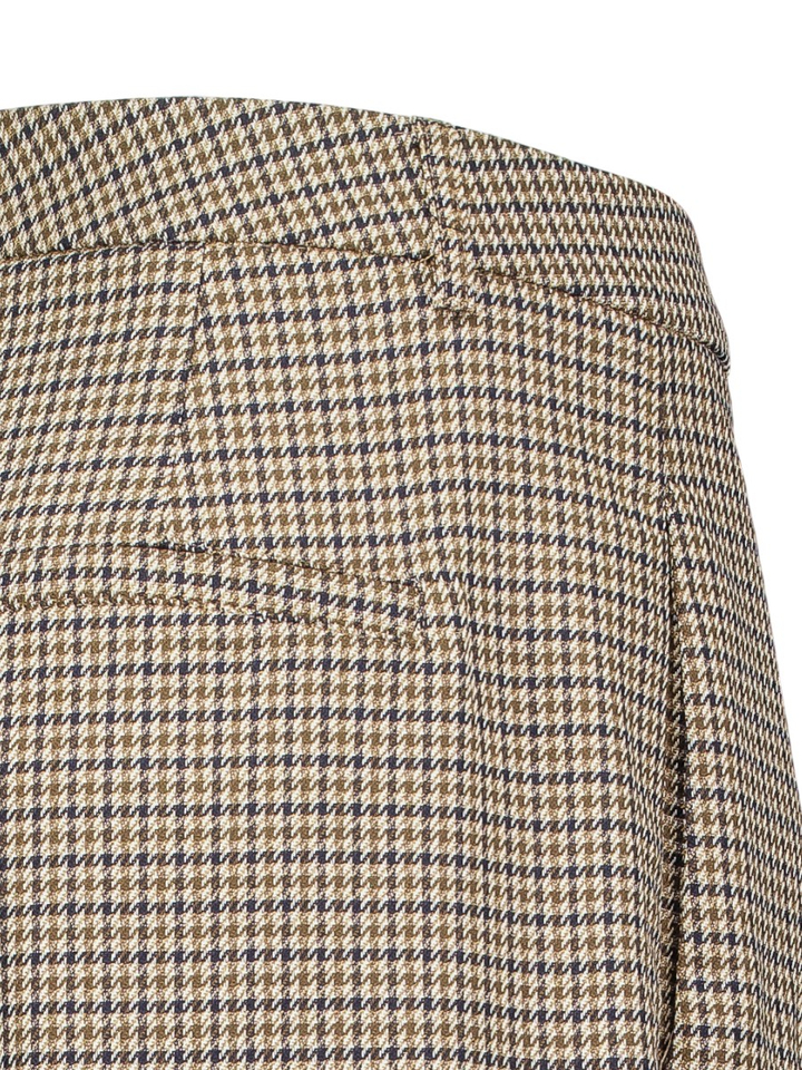 Beige wijde broek met bandplooi in pied de poule Ayen Grace&Mila 