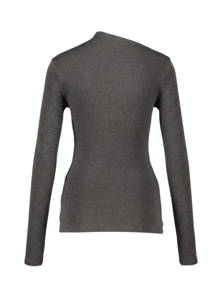 Antracietkleurige aansluitende longsleeve met gedrapeerde zijkanten Aurygny Grace & Mila