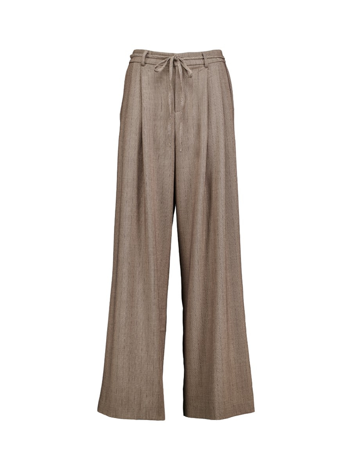Bruine gestreepte broek met detail ARDOISE Grace & Mila