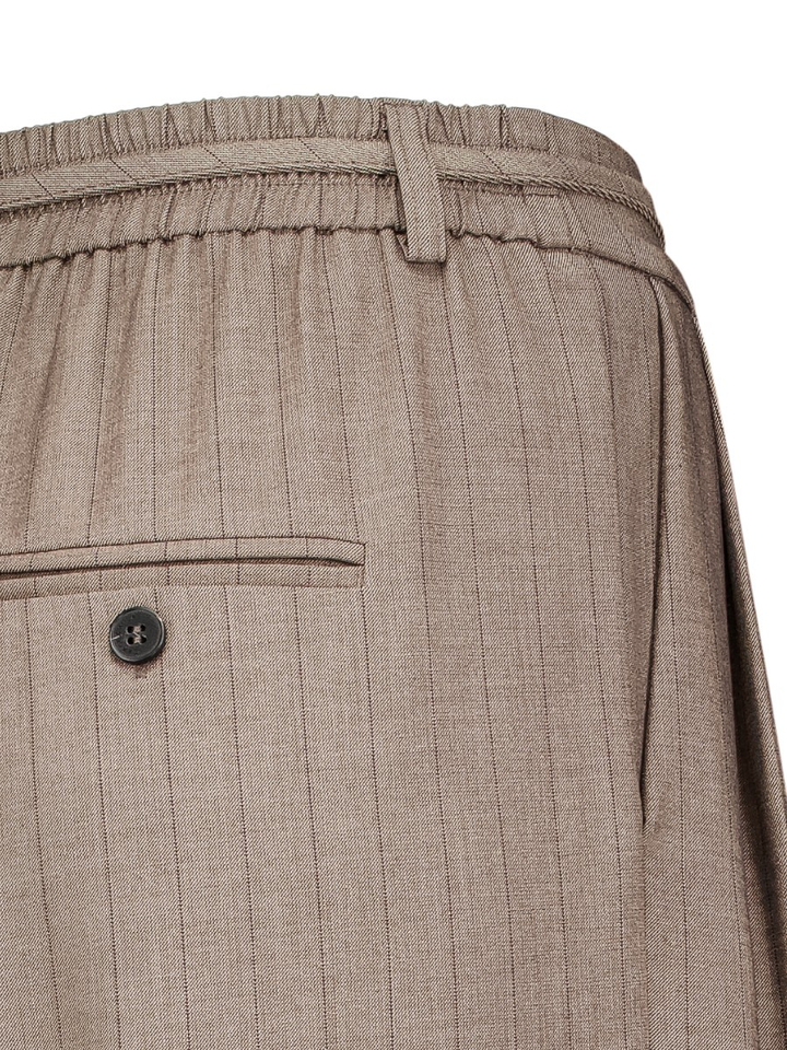 Bruine gestreepte broek met detail ARDOISE Grace & Mila