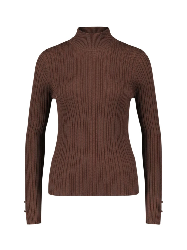 Chocolae bruine aansluitende pull met ribbelpatroon Aloe Grace & Mila