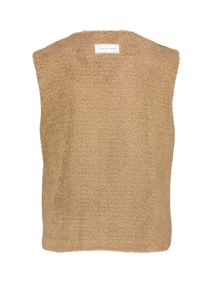 Taupe openvallende gilet Avery Grace&Mila