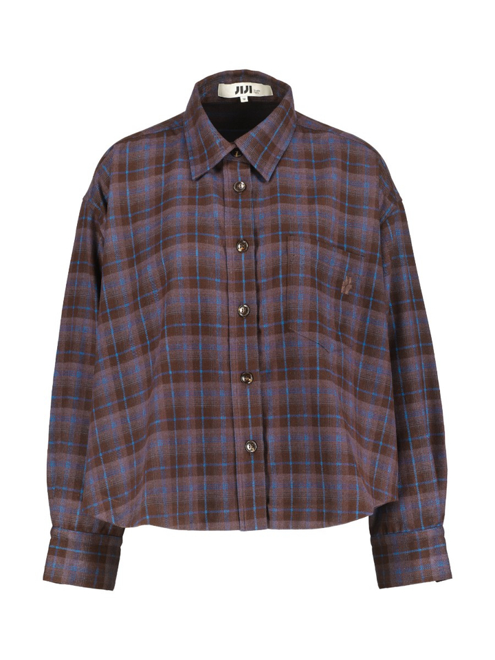 Bruin met blauw geruite blouse ROMAIN Jiji Studio