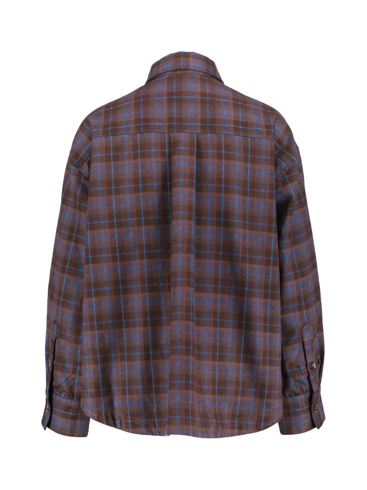 Bruin met blauw geruite blouse ROMAIN Jiji Studio