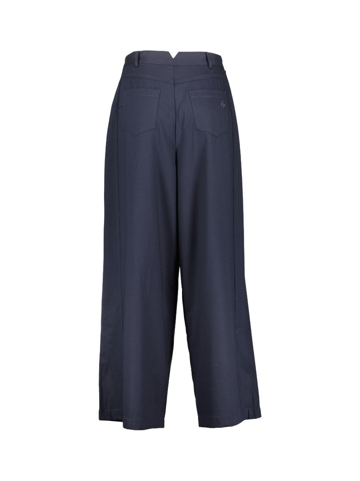 Blauwe wijde broek asymmetrische sluiting Harrison JIJI Studio