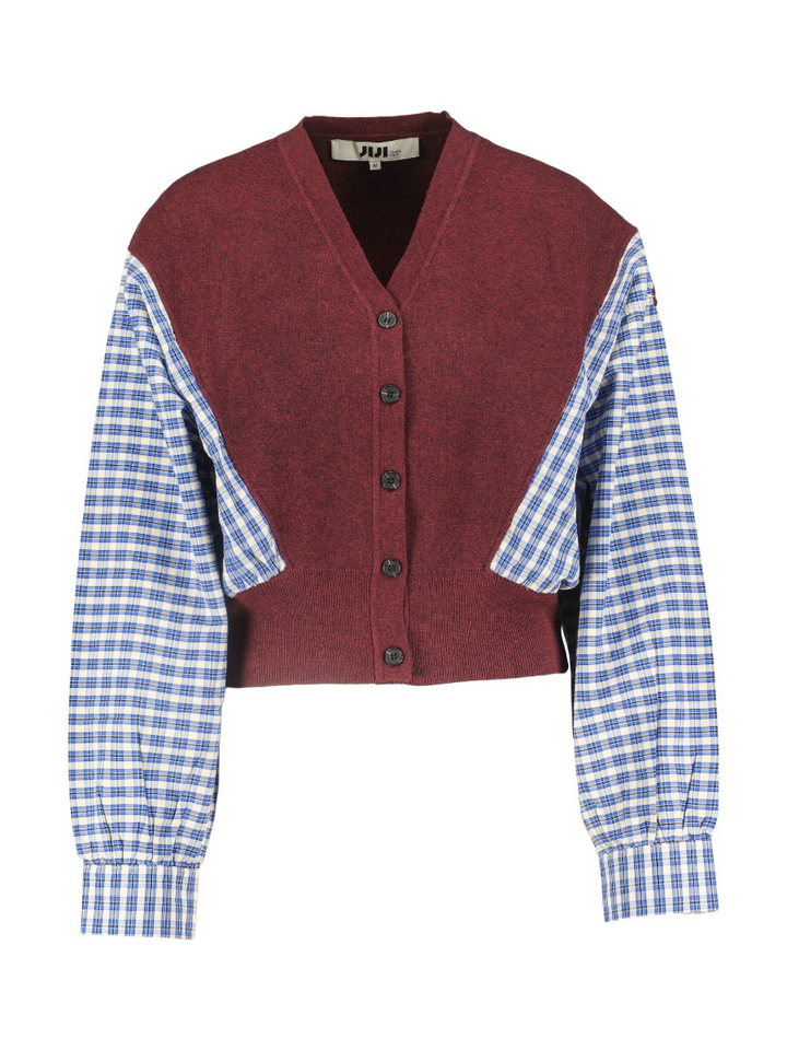 Bordeaux trui met geruite mouwen CLARK Jiji Studio