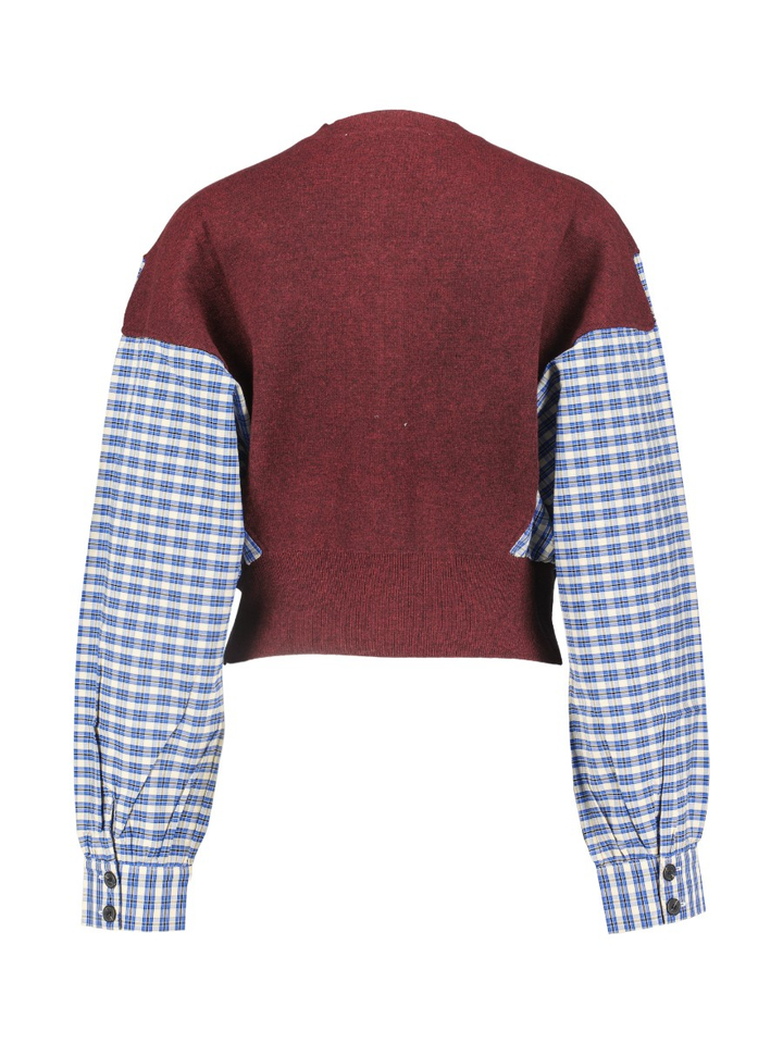 Bordeaux trui met geruite mouwen CLARK Jiji Studio