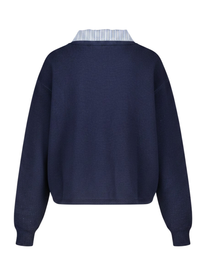 Blauwe cardigan met hemd kraag Jim JIJI Studio