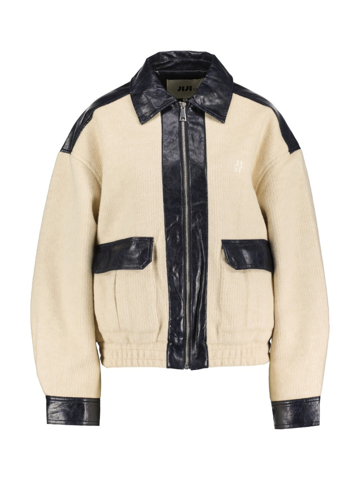 Beige jas met blauwe details LIAM Jiji Studio