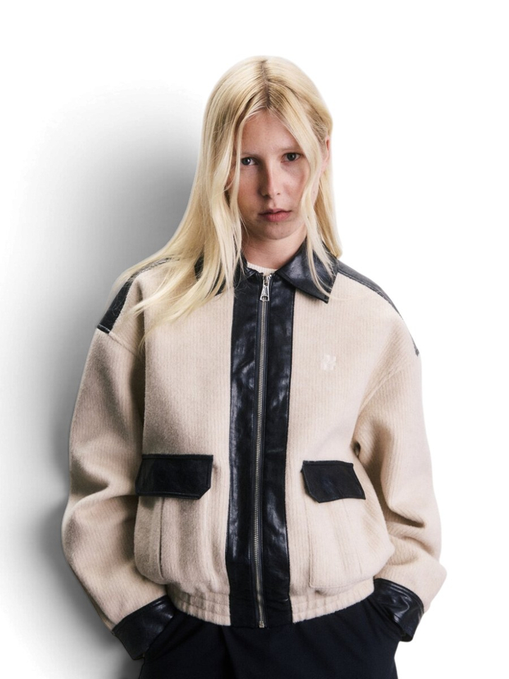 Beige jas met blauwe details LIAM Jiji Studio