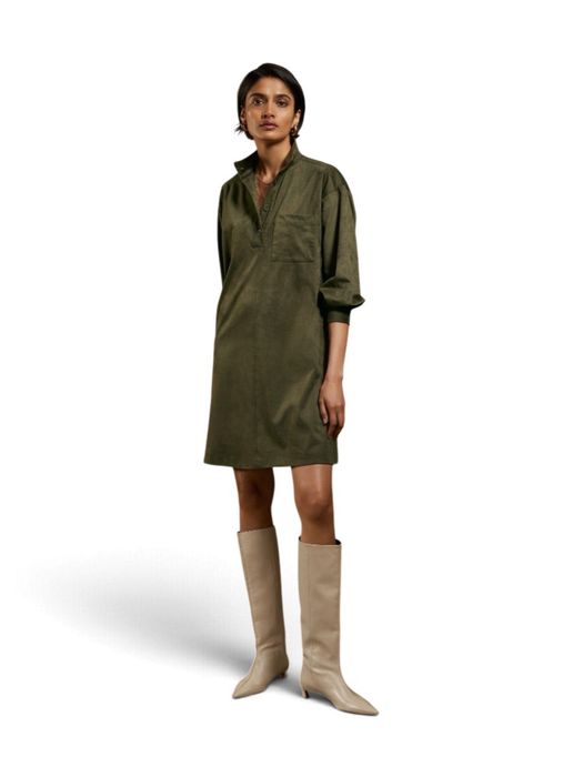 Kaki groene jurk in suede Liria Atmos