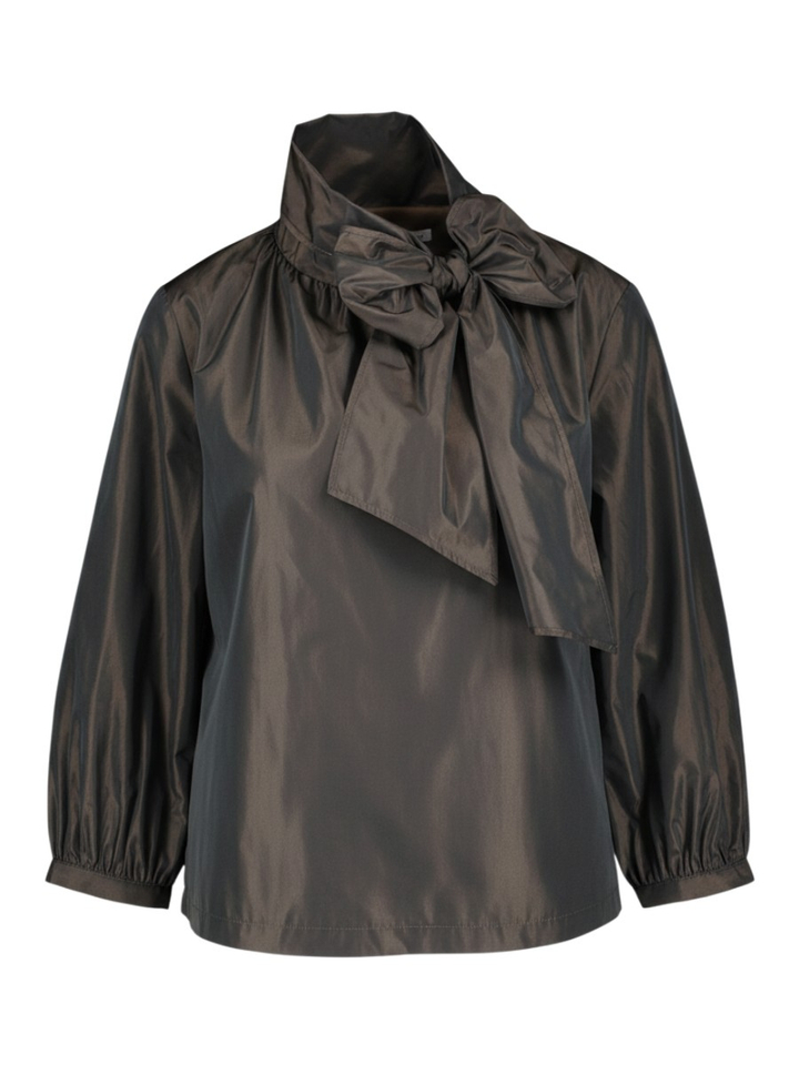 Donkerbruine blouse met strik Atmos 