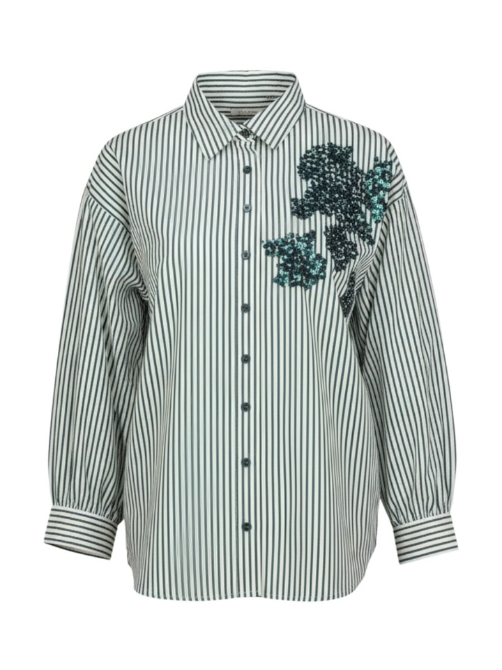 Wit groen gestreepte bloes met pailletten detail Aviana Atmos