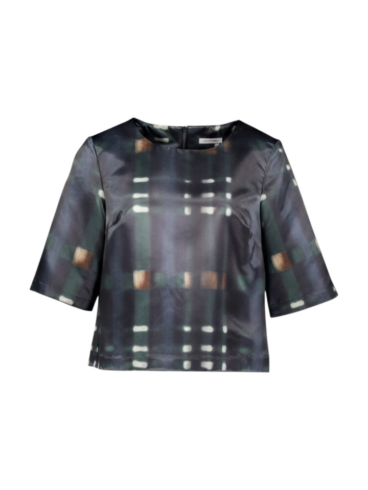 Donkerblauwe blouse met ritssluitng Huxly Atmos