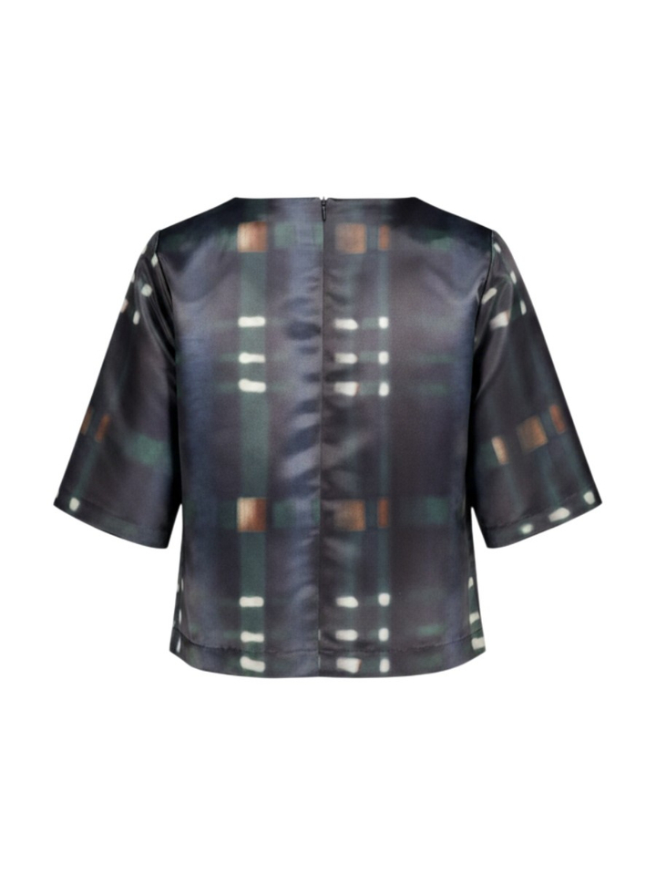 Donkerblauwe blouse met ritssluitng Huxly Atmos