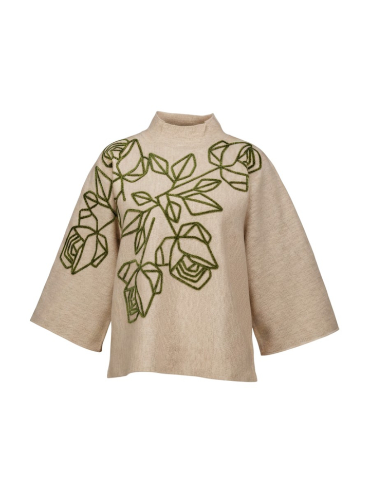 Beige trui met velvet print Bette Atmos