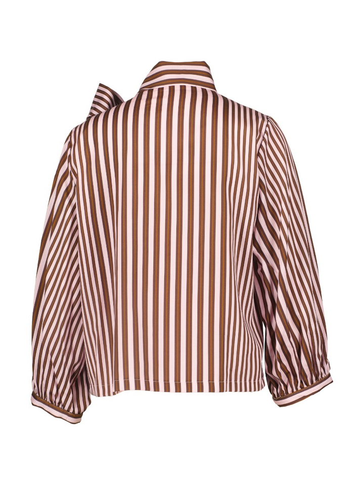 Roze/bruin gestreepte blouse met strik Rinz Atmos