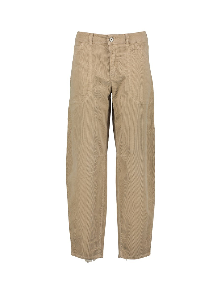 Beige broek in ribfluweel Mara Tapered Work Rosner 