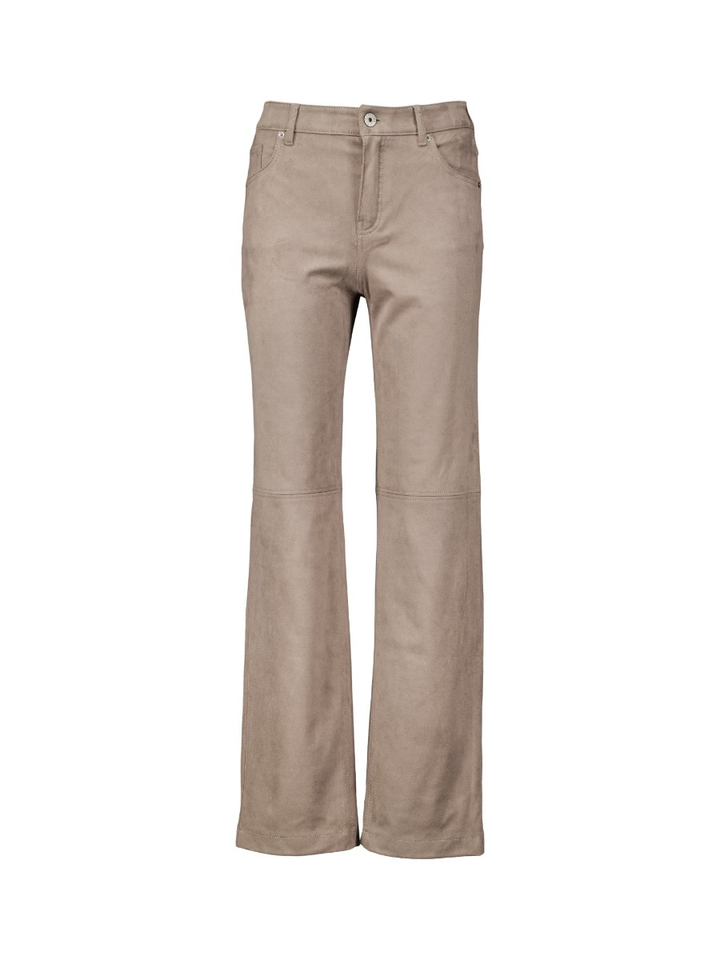Beige straight fit broek in velours Audrey Straight Pocket Rosner
