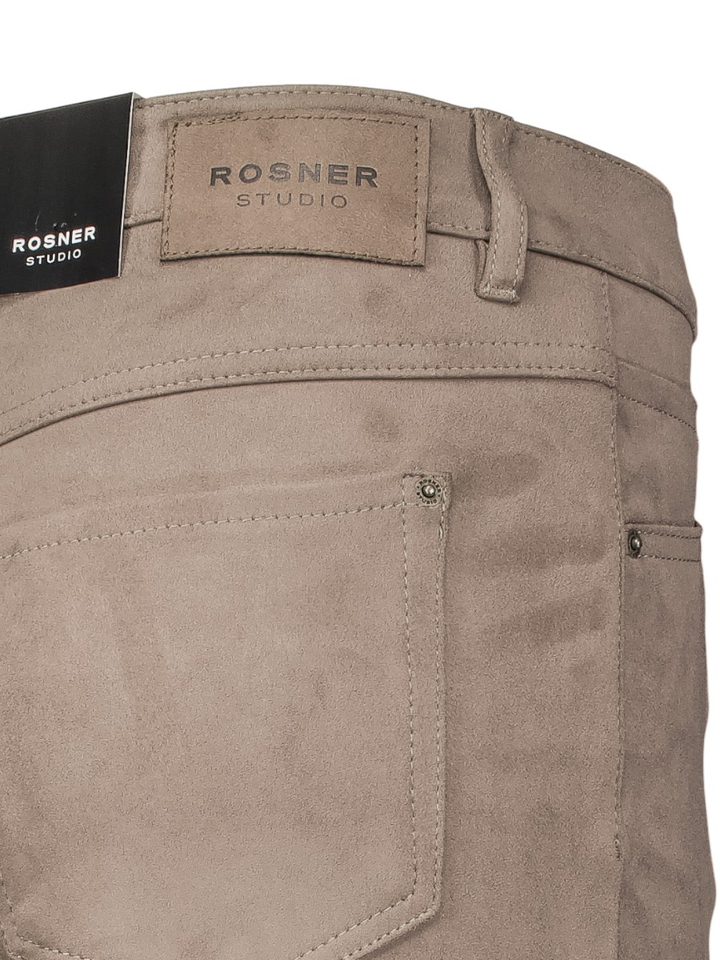 Beige straight fit broek in velours Audrey Straight Pocket Rosner
