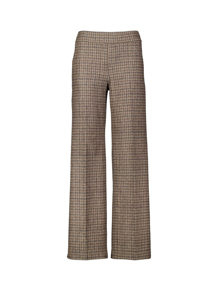 Beige wijde broek in ruit motief Mara Wide Leg Rosner