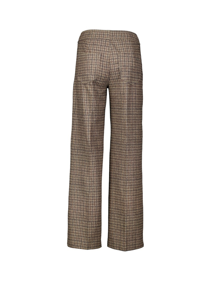 Beige wijde broek in ruit motief Mara Wide Leg Rosner
