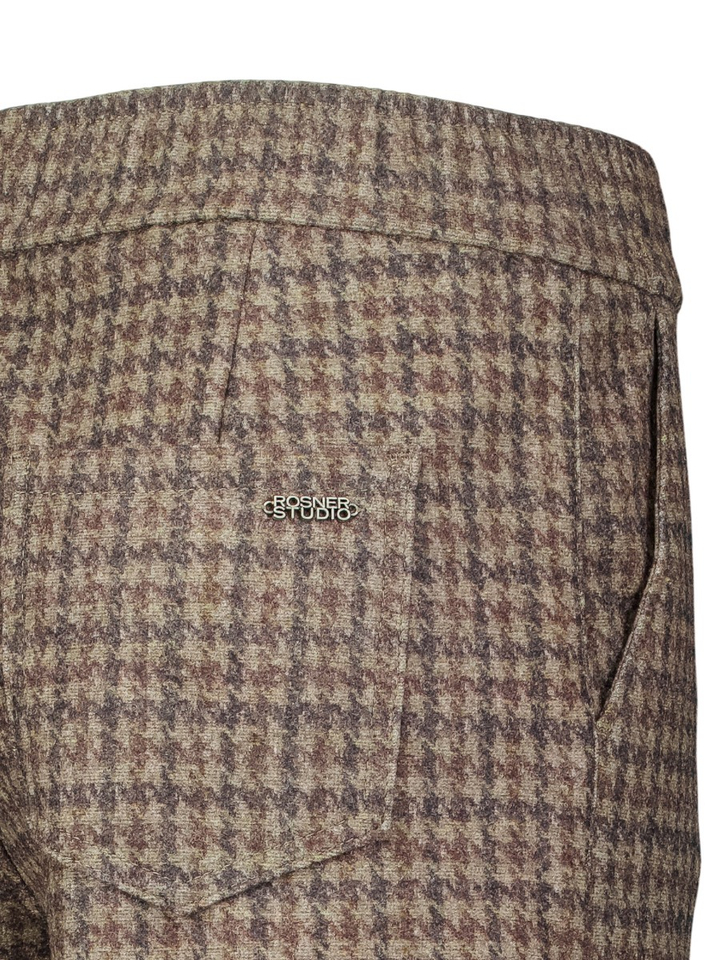 Beige wijde broek in ruit motief Mara Wide Leg Rosner
