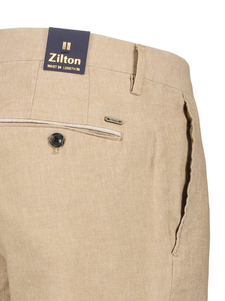 Beige chino van linnen en katoen Zilton 