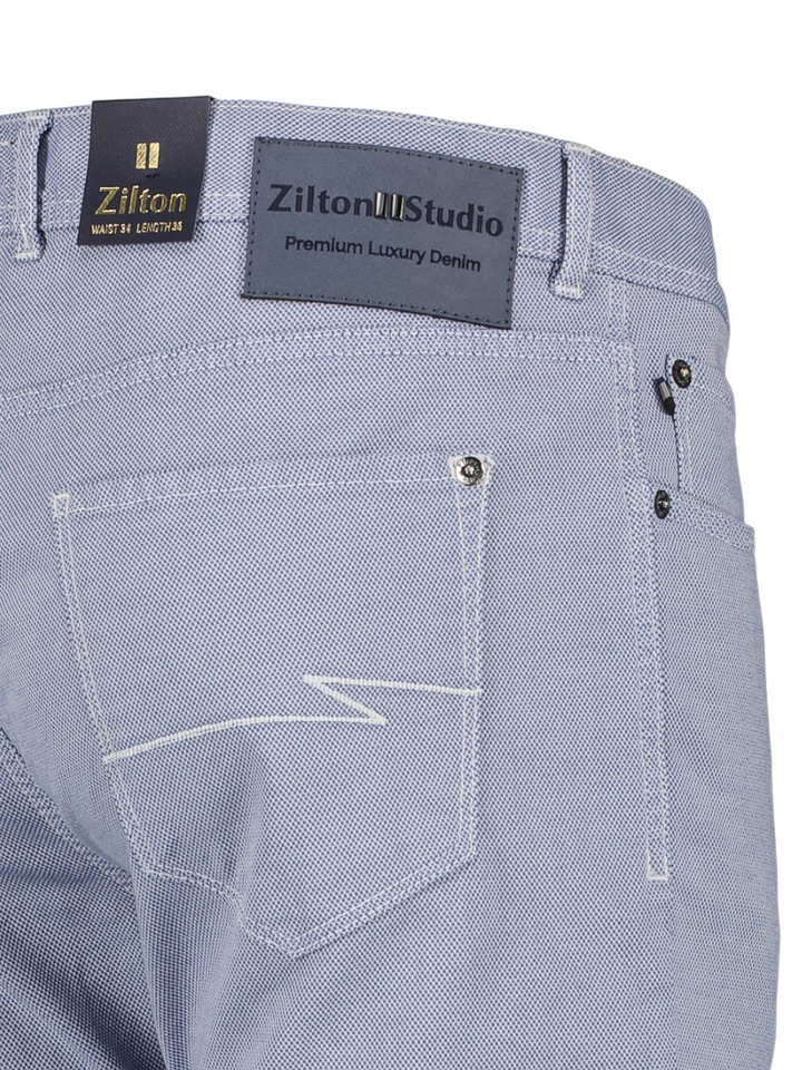Lichtblauwe broek met fijne print Rodger Zilton 