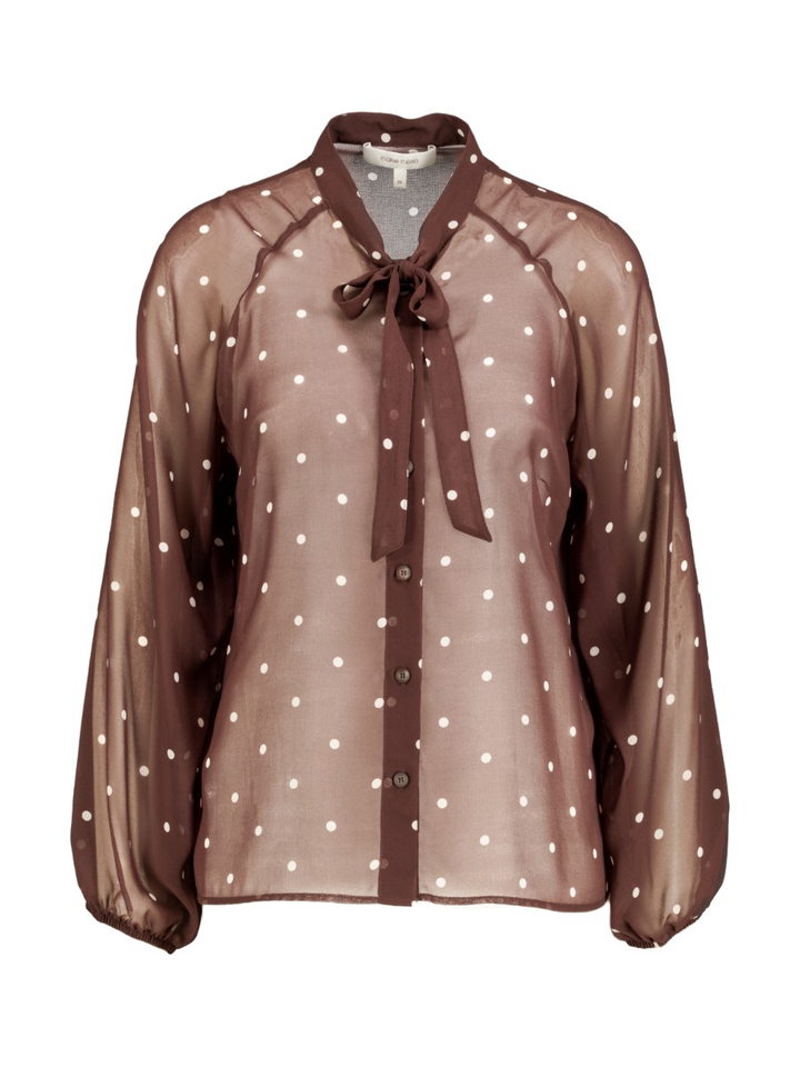 Bruine bloes met polkatotprint Marie Mero 