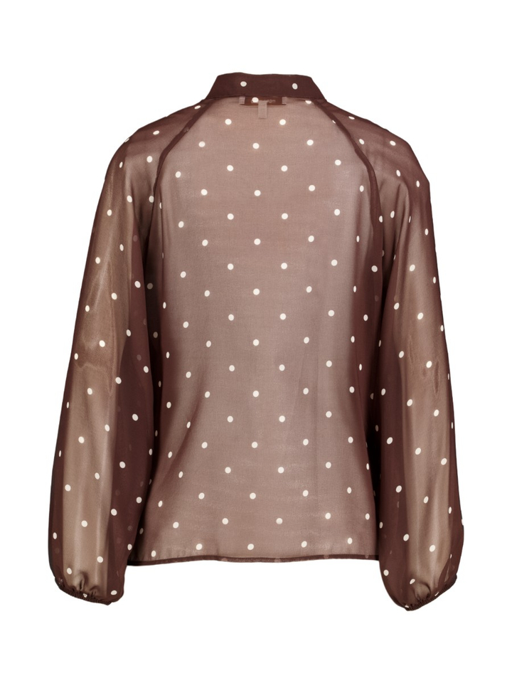 Bruine bloes met polkatotprint Marie Mero 