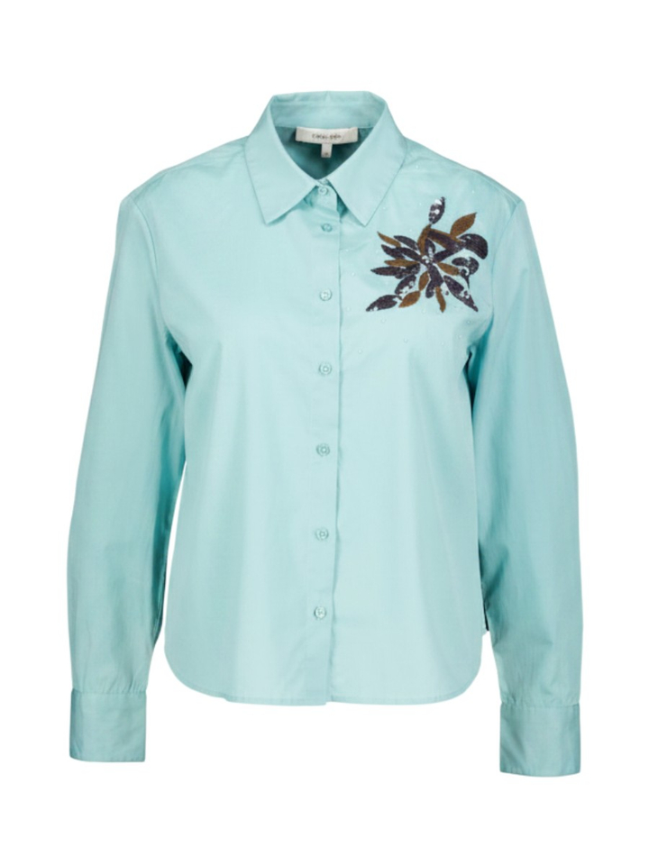 Aqua blauwe bloes met bloemendetail Marie Mero