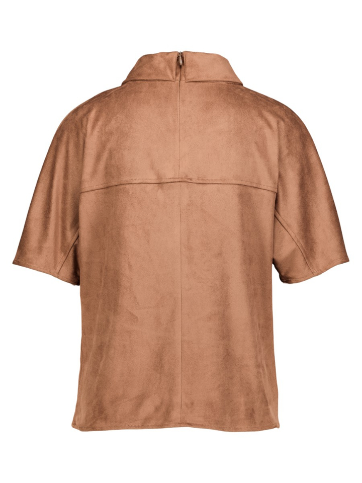 Cognac bloes met losvallende kraag Marie Mero