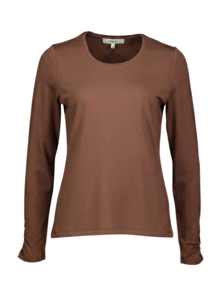 Bruine katoenen T-shirt met lange mouwen Marie Mero 