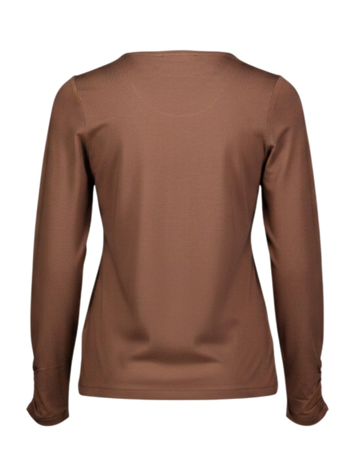 Bruine katoenen T-shirt met lange mouwen Marie Mero 