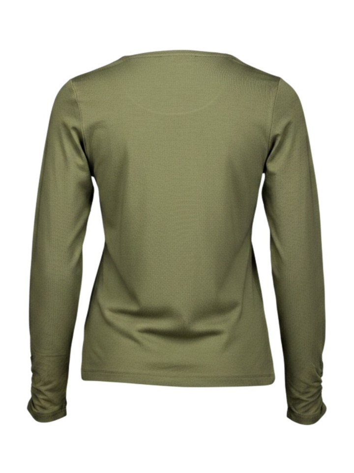 Groene t-shirt met lange gefronste mouw Marie Méro