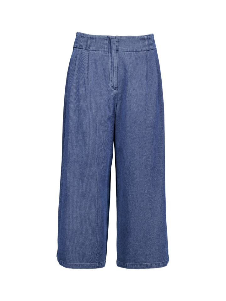 Blauwe wijde broek met bandplooi Marie Mero