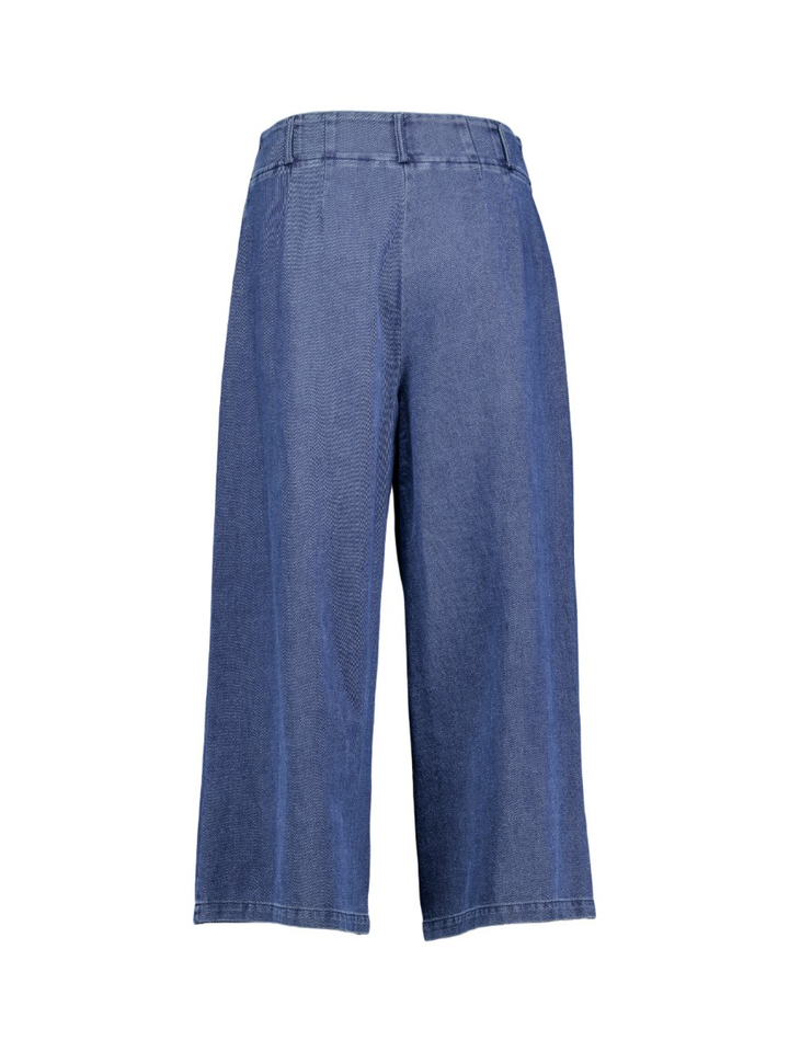 Blauwe wijde broek met bandplooi Marie Mero