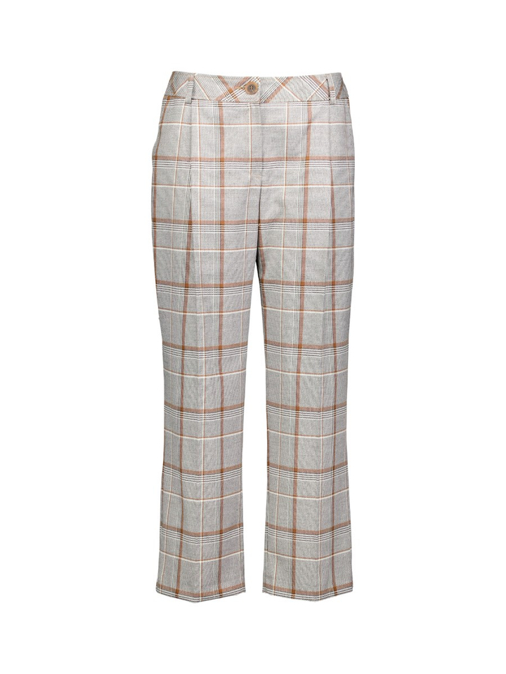 Grijze broek met bruin ruit motief Marie Mero