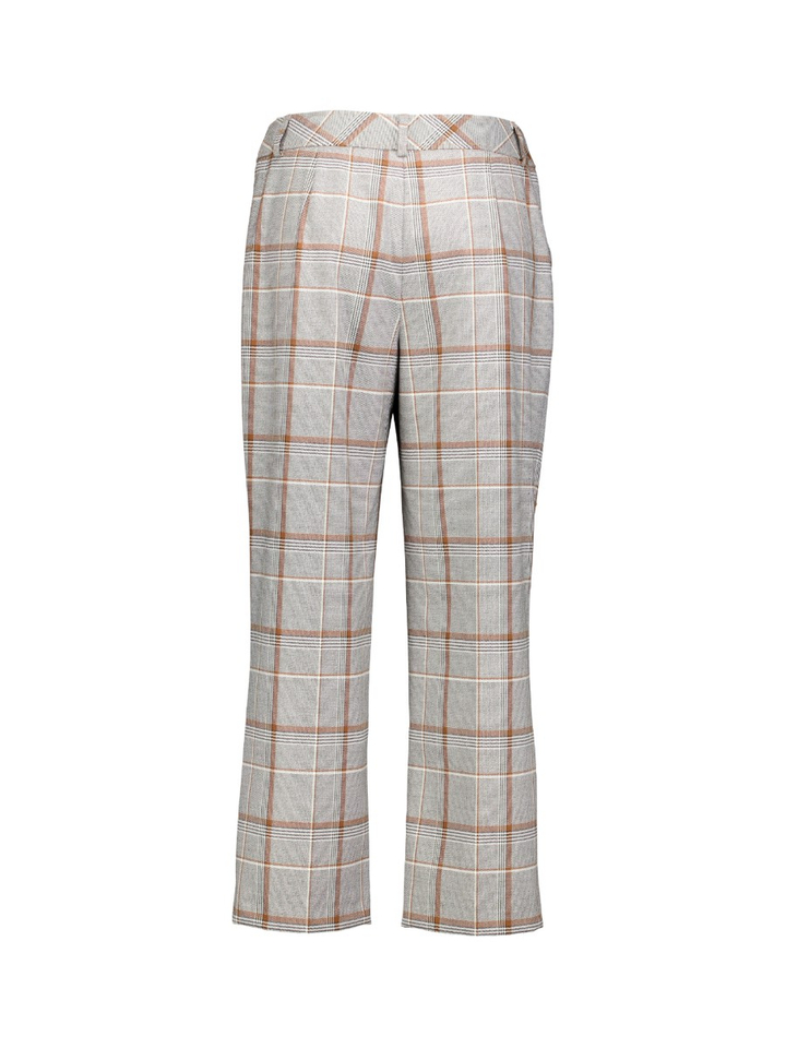 Grijze broek met bruin ruit motief Marie Mero