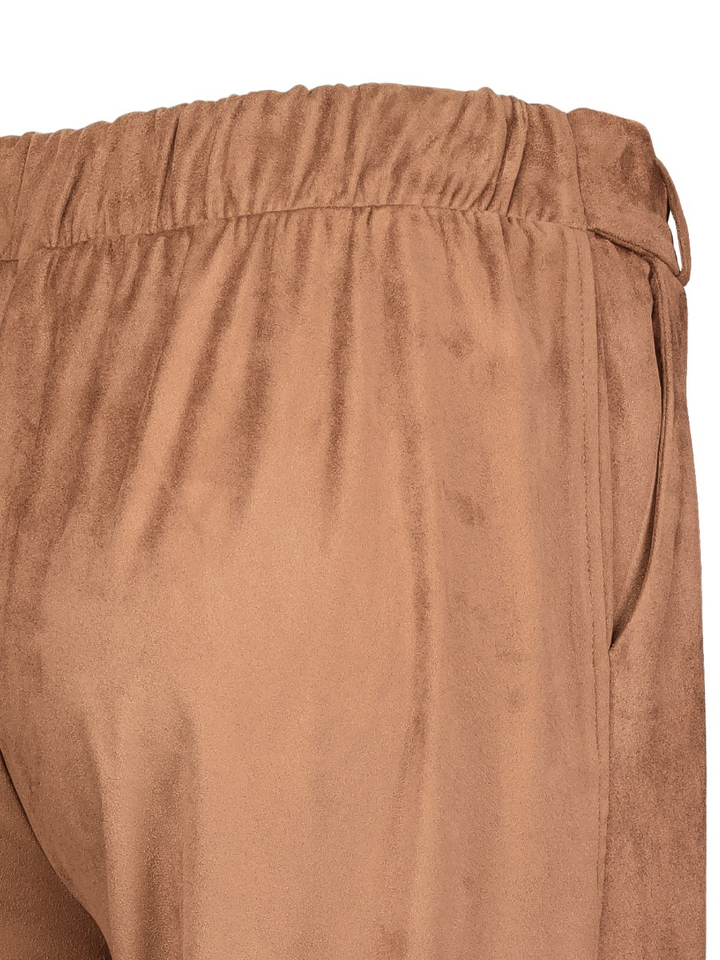 Cognac kleurige zachte broek met elastiek Marie Mero