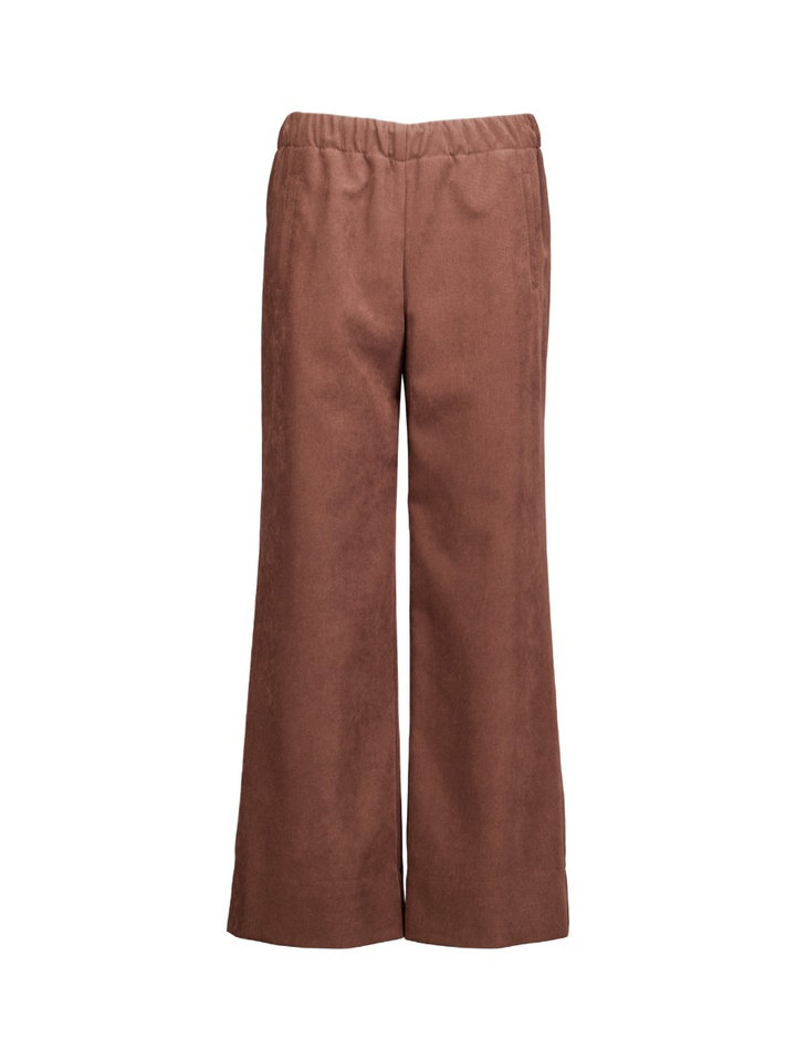Bruin ezachte broek met elastiek Marie Mero