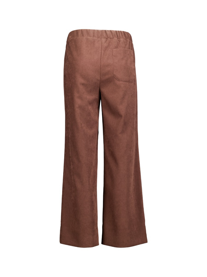 Bruin ezachte broek met elastiek Marie Mero