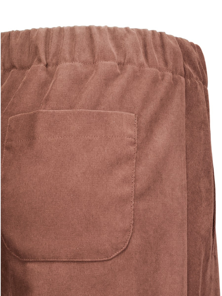 Bruin ezachte broek met elastiek Marie Mero