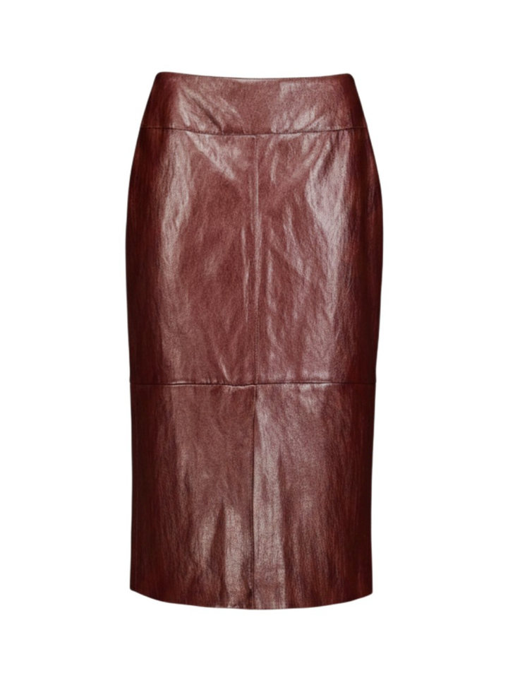 Bordeaux midi-rok in lederlook Marie Mero