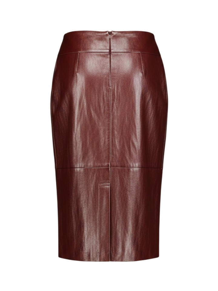 Bordeaux midi-rok in lederlook Marie Mero