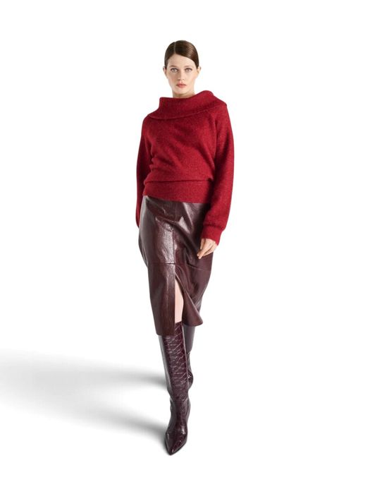 Bordeaux midi-rok in lederlook Marie Mero