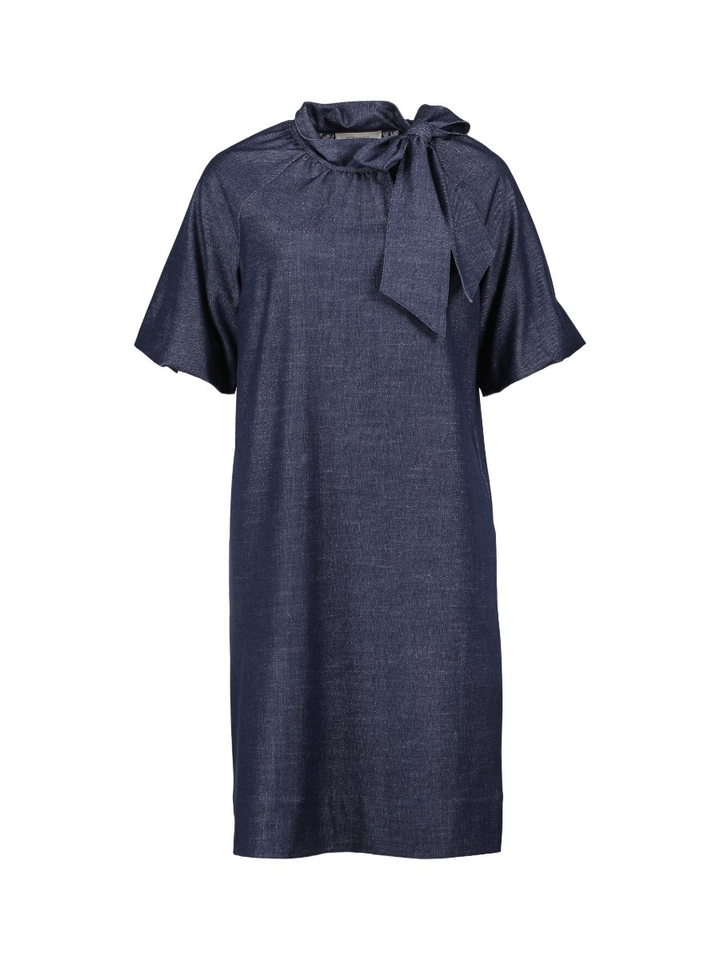 Donkerblauwe jurk met strikdetail Marie Mero