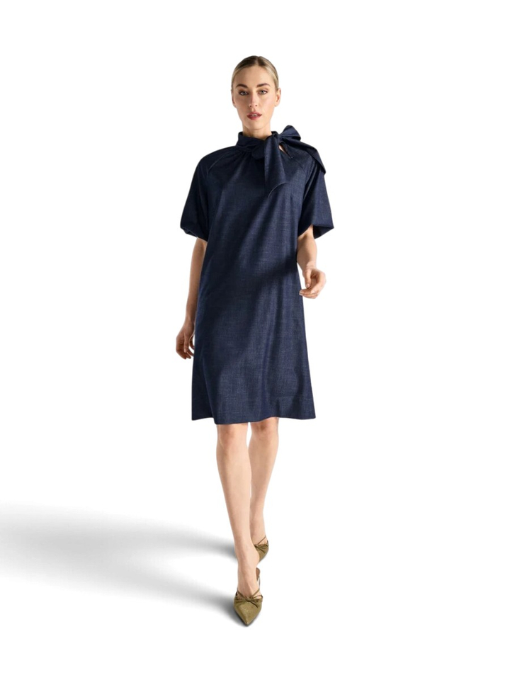 Donkerblauwe jurk met strikdetail Marie Mero
