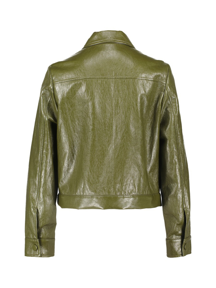 Groene lederlook jas Marie Mero